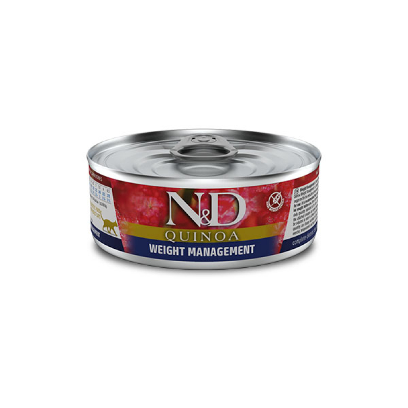 N&D QUINOA CAT WEIGHT MANAGEMENT 12X80G FARMINA NUZOA Crecemos para
