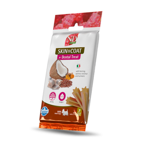 N&D QUINOA DOG TREAT SKINCOAT ARENQUE MINI 60G