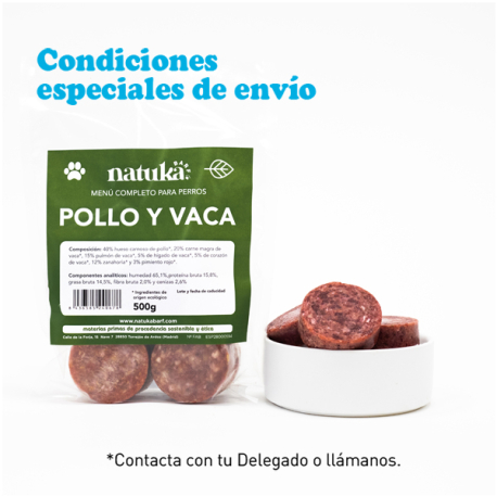 NATUKA MENU BARF PERRO POLLO Y VACA 500G